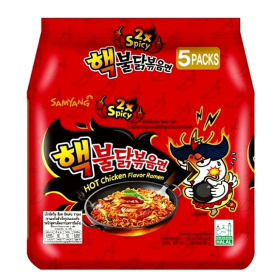 Samyang 2X Spicy Hot Chicken Flavor Ramen KOREAN SPICY NOODLE (140g Each) (5 packs)