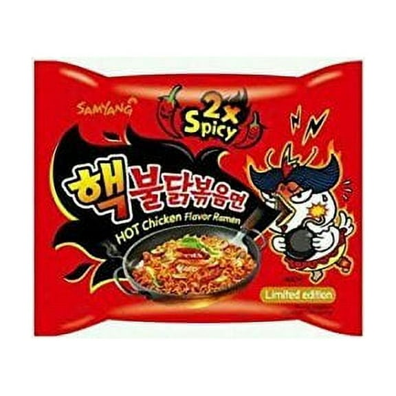 Samyang 2x Spicy Hot Chicken Flavor Ramen Hek Buldak Bokkeum Myun Nuclear Noodle Challenge 4.93 OZ (4 Pack)