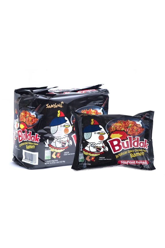Buldak Hot Chicken Spicy Ramen Korea Instant Packaged Noodles,4.94 oz,Original,5 Pack