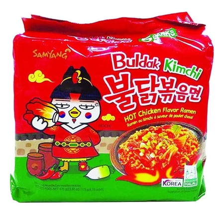 Samyang Buldak Kimchi Hot Chicken Flavour Ramen Instant Korean Noodles - 135Gm*5Pack (5Pack Combo) (Imported)