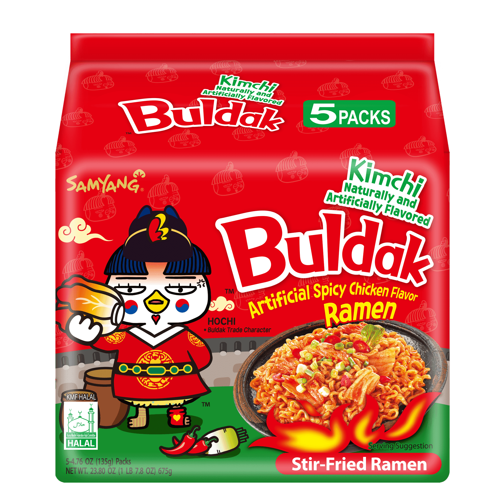 Samyang Buldak Kimchi Spicy Chicken Flavor Stir-fried Ramen Noodles 5-PACK 23.8 Oz (675 g)