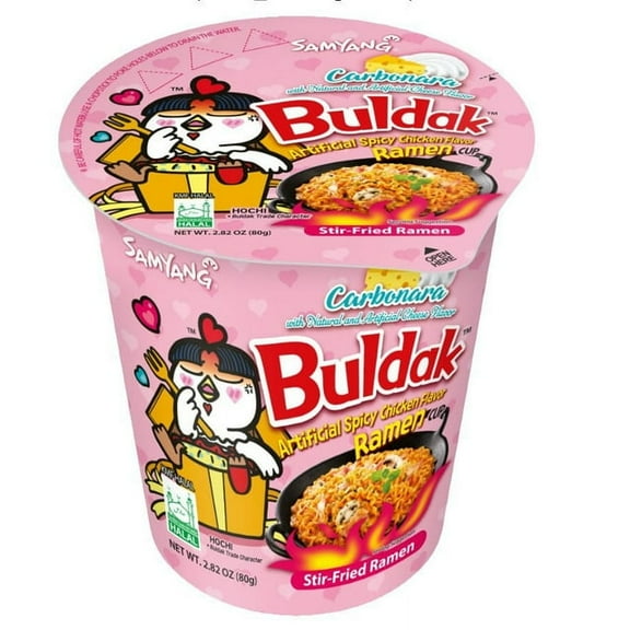 Samyang Buldak Spicy Chicken Carbonara Instant Noodle Soup Cup, 2.82oz