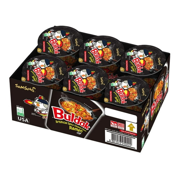 Samyang Buldak Spicy Hot Chicken Stir-Fried Cup Noodles (Pack of 6)