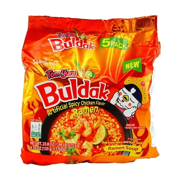 Samyang Buldak Tom Yum Flavor - Thai-Style Spicy and Sour Ramen Soup 5 Pack