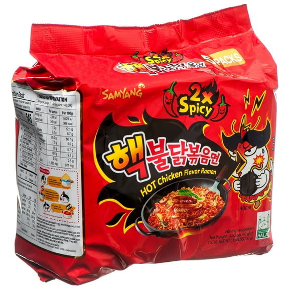 Samyang Extra Hot Chicken Stir Fried Ramen Noodle Soup 4.93 oz. Bag (5 Pack)