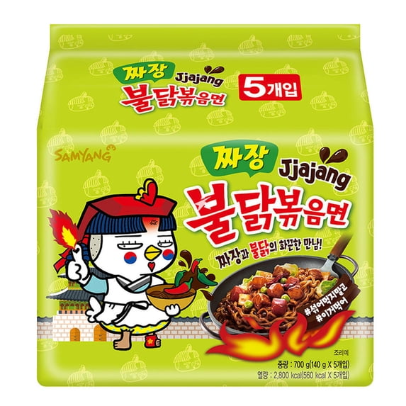Samyang Spicy Black Bean Roasted Chicken Ramen, JJAJANG Noodle 4.9 oz (Pack of 5)