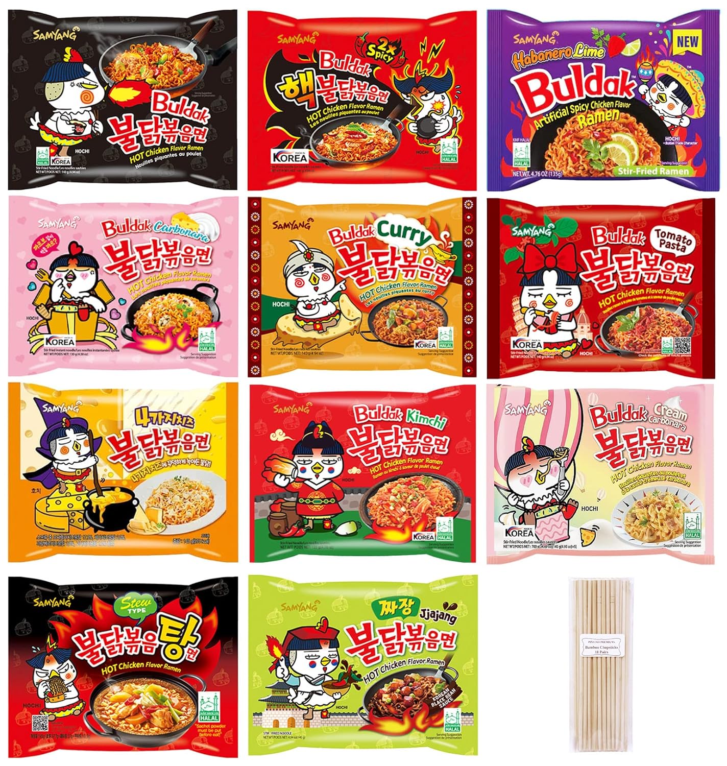 Samyang Spicy Hot Chicken Ramen 11 Flavor Variety Pack FREE 