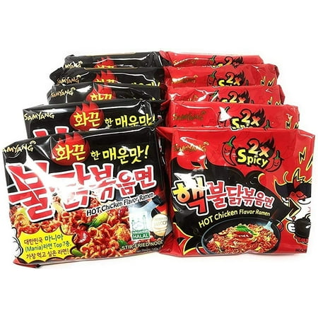 Samyang Top Two Spicy Chicken Hot Ramen noodle Buldak Variety 10 pack (5 each:Hek Nuclear,Original)