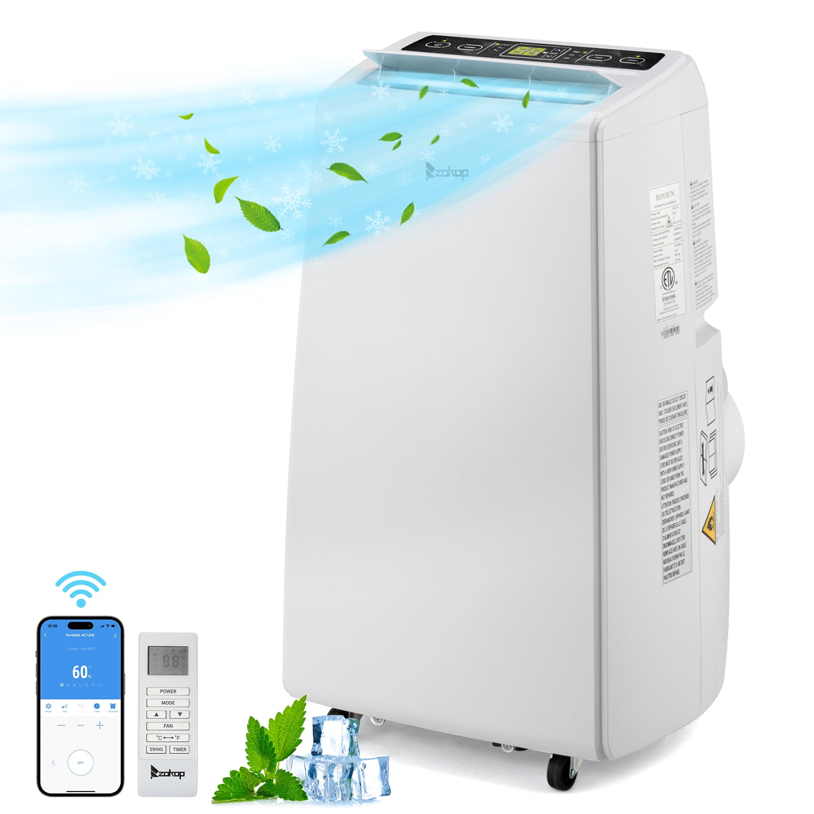 SamyoHome 12000BTU Portable Air Conditioner Auto Shut Off, and Dehumidifier Function