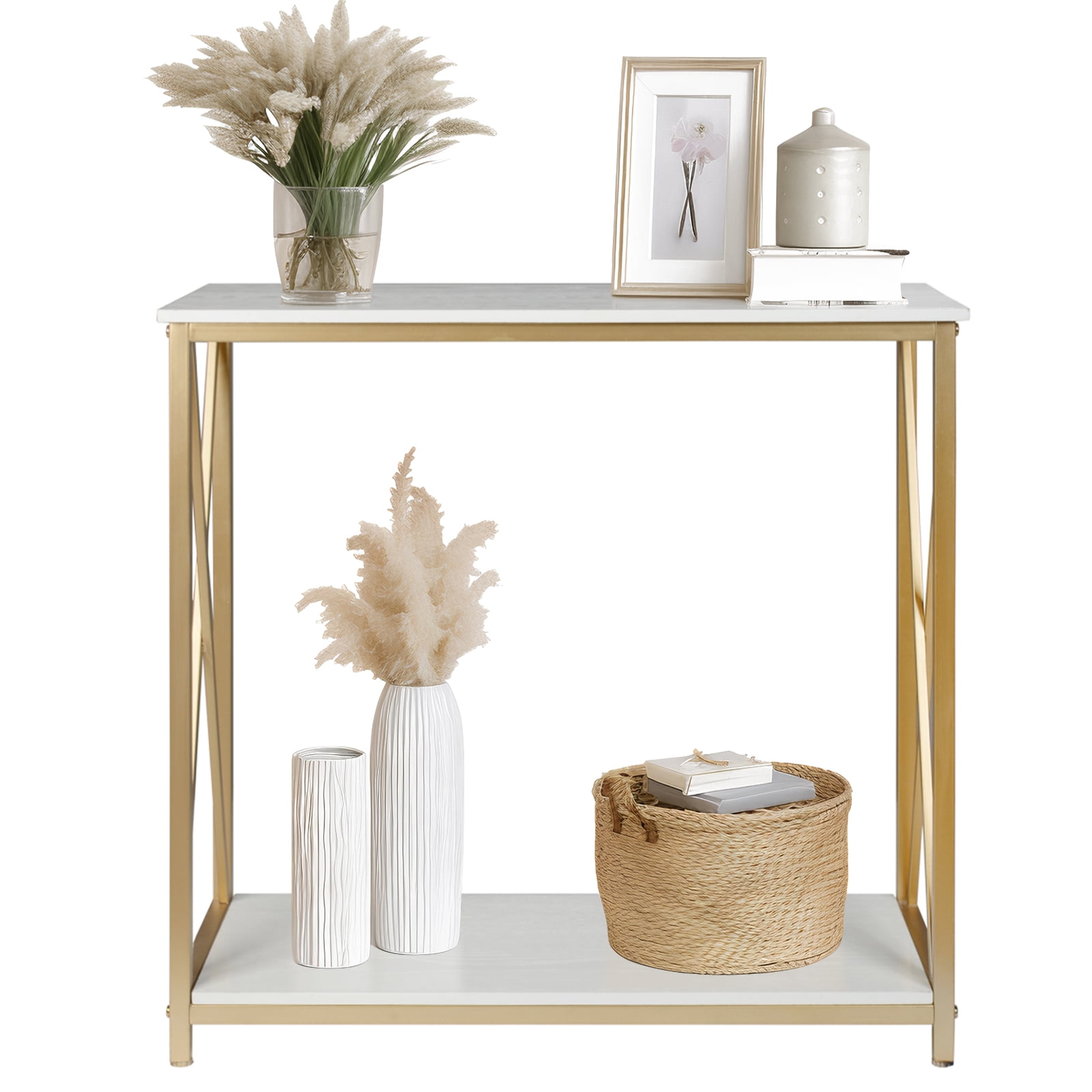 SamyoHome 2-Tier Entryway Console Table Sofa Table Side Desk TV Stand ...