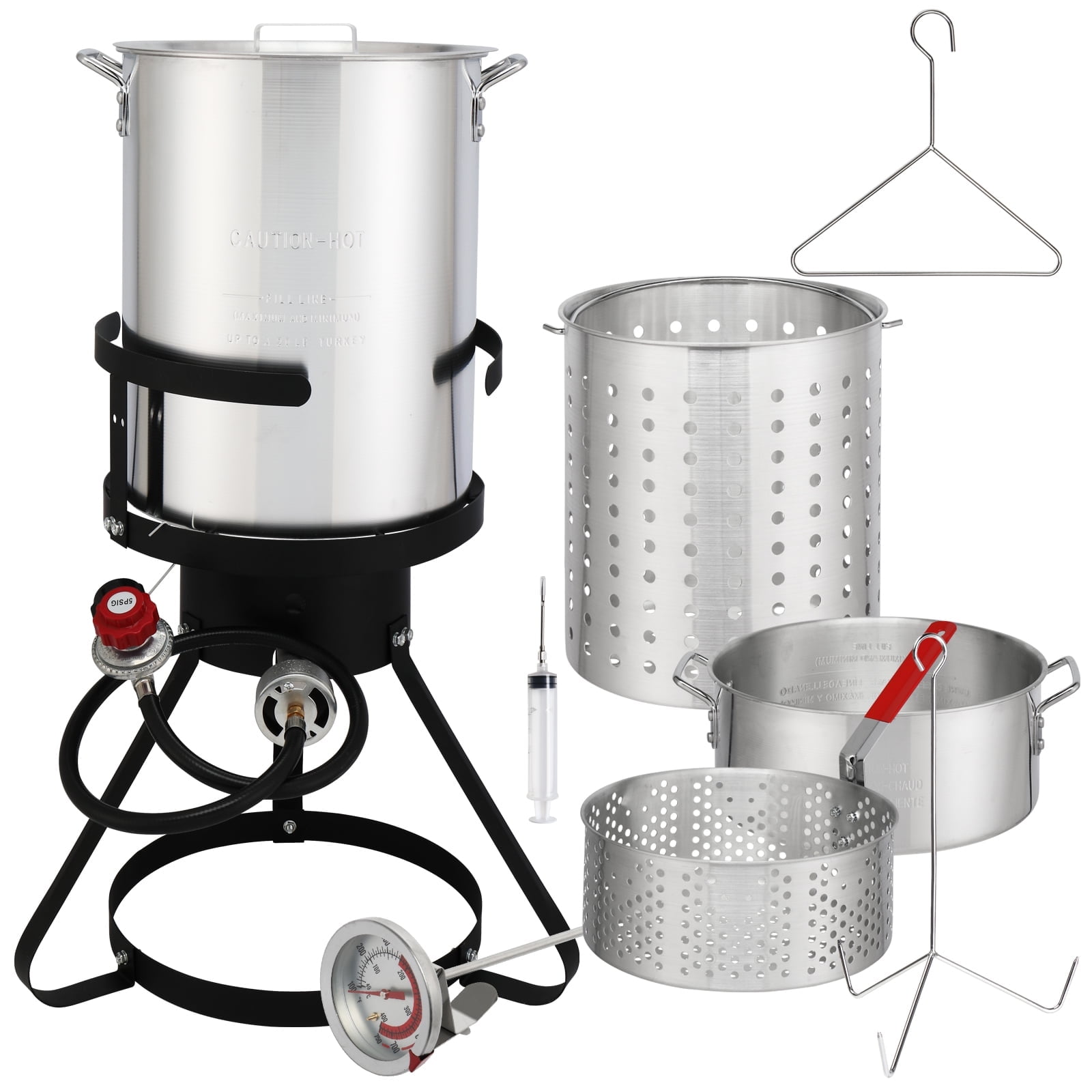 SamyoHome 30qt Aluminum Turkey Fryer Pot, Deep Fried Fish Cooker ...