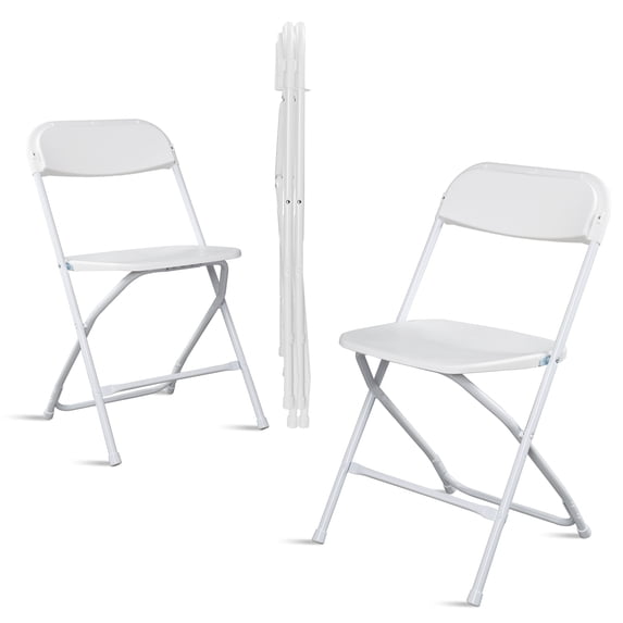 SamyoHome 4 Pack Folding Chair, Indoor Outdoor Portable Stackable Commercial Seat for Office, White