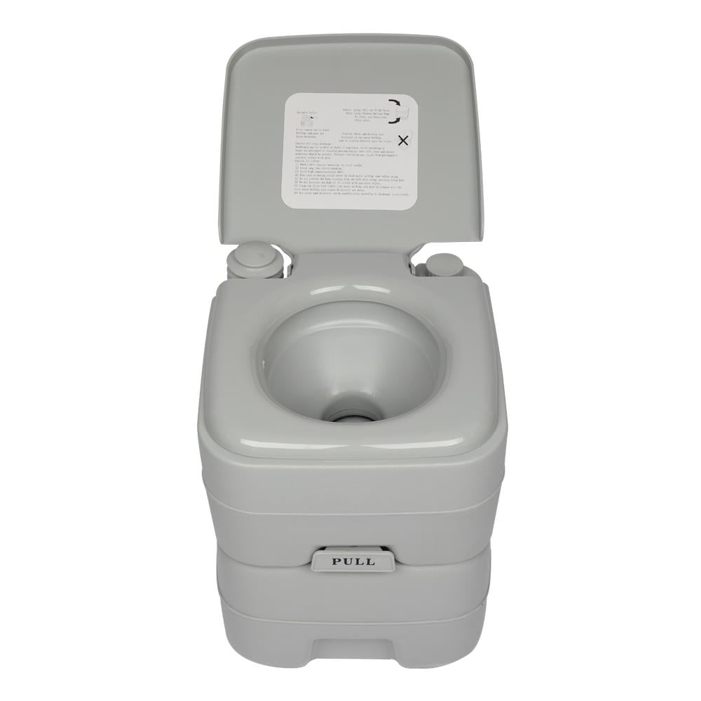 Gray High-Density Polypropylene Portable Camping Toilet with 5.3 Gallon Capacity