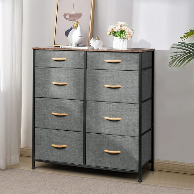SamyoHome 5 Tier Fabric Storage Table Organizer Display Dresser Tower with 8 Drawers