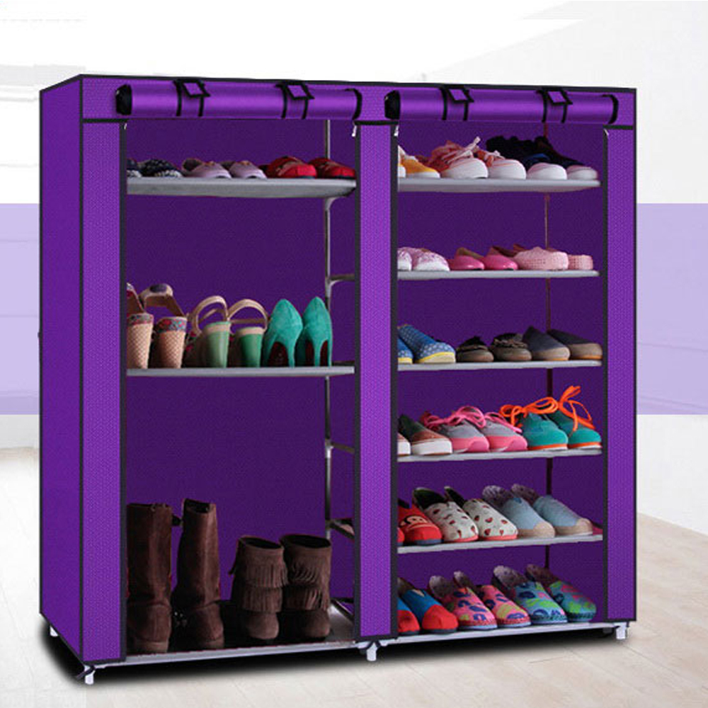 SamyoHome 6 Tiers 27Pairs Portable Boot Rack Double Row Shoe Rack with