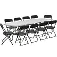 thumbnail image 1 of SamyoHome 6ft White Folding White Table and 10pcs Folding Chairs Black for Conference Wedding, 1 of 7