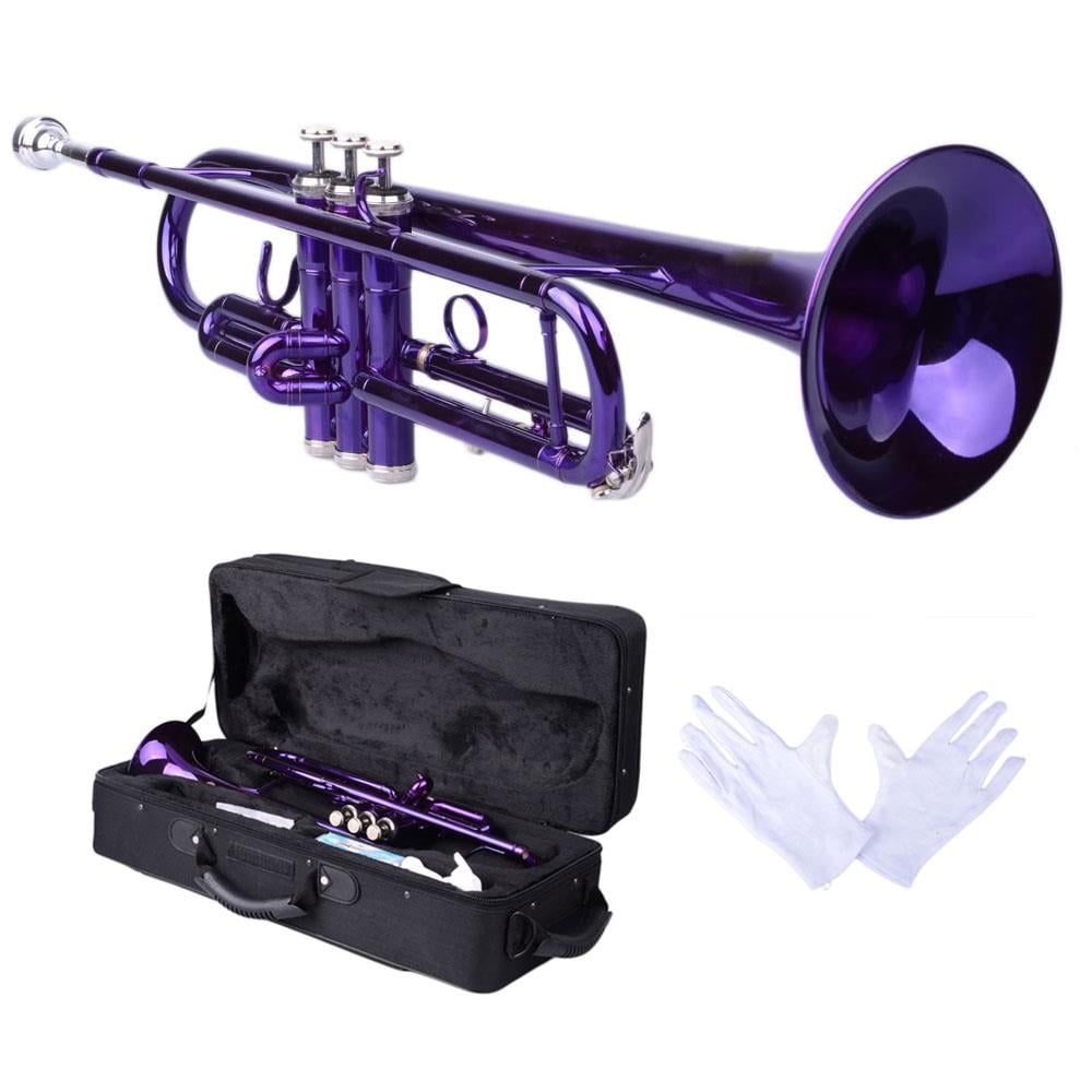 SamyoHome Bb Beginner School Band Trumpet with Mouthpiece Case, Purple