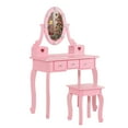 thumbnail image 1 of SamyoHome Kids' Vanity Set with Lighted Mirror Vanity Desk with 5 Storage Drawers for Girls Pink, 1 of 16