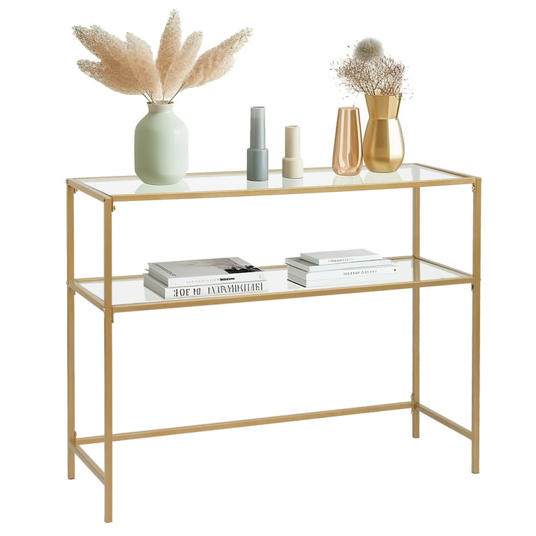 Gold Color Glass Console Sofa Table