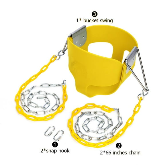 SamyoHome Outdoor High Back Full Bucket Toddler Swing Seat with Plastic Coated Chain for Kids, Children