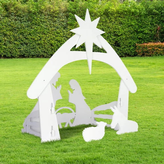 SamyoHome Outdoor Nativity Sets for Christmas, Weatherproof Lawn Nativity Scene Yard Display