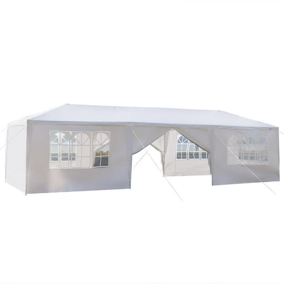 SamyoHome Outdoor Party Wedding Tent with Spiral Tubes 8 Sidewalls 10'x30' Canopy