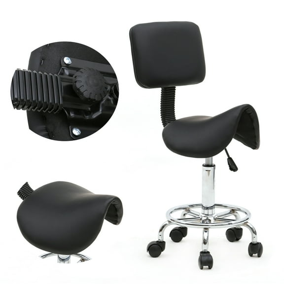 SamyoHome Saddle Stool Adjustable Swivel Rotating Massage Chair with Backrest Black