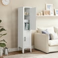 thumbnail image 1 of SamyoHome Tall Bathroom Floor Cabinet, Freestanding Narrow Beside Toilet Storage Adjustable Shelves, White, 1 of 16
