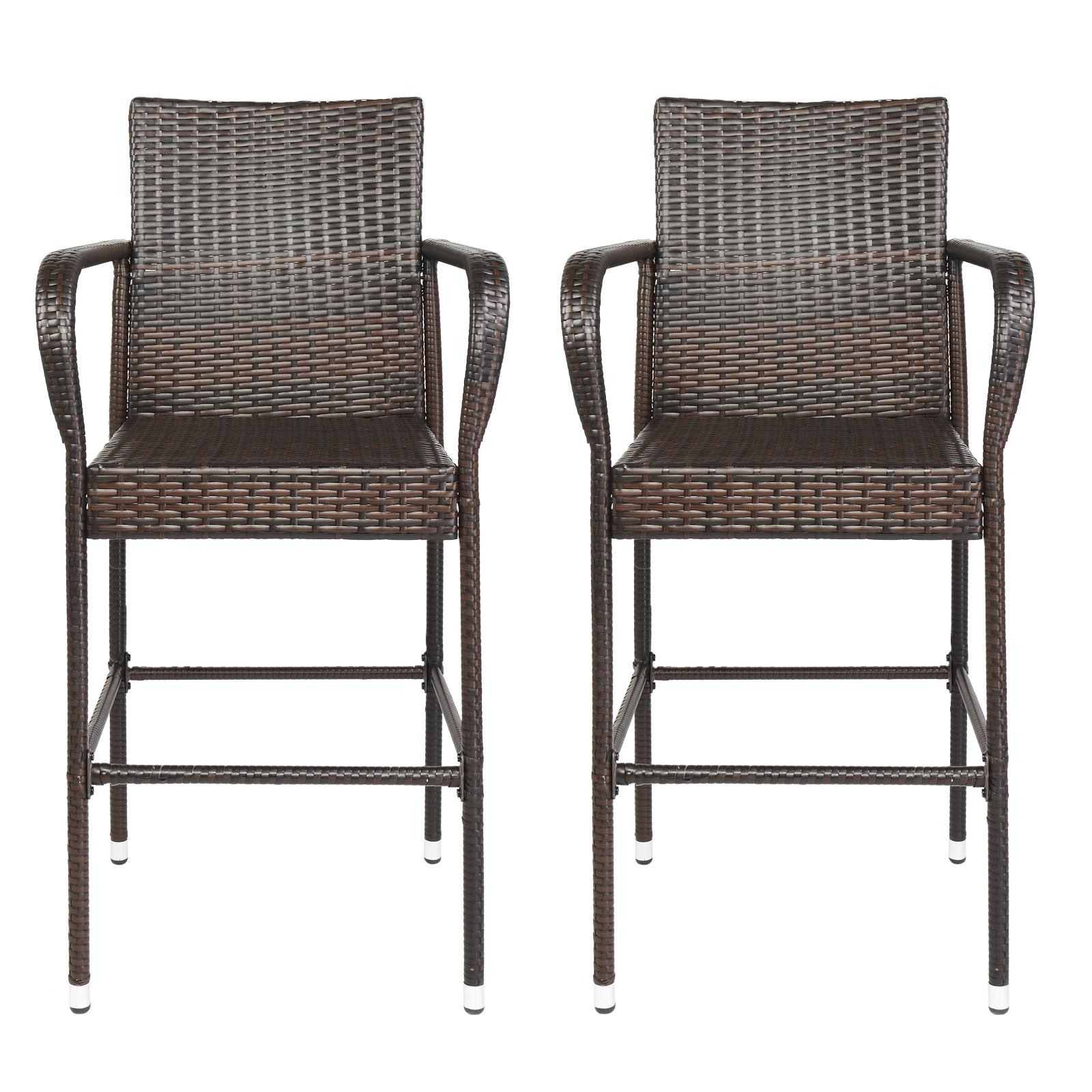 SamyoHome Wicker Bar Stools Outdoor Set of 2, Outdoor Bar Chairs - image 1 of 11
