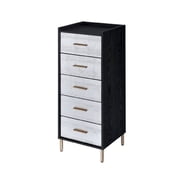 San 45 Inch 5 Drawer Jewelry Storage Chest, Gold Legs, Black and Silver- Saltoro Sherpi