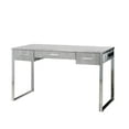 thumbnail image 1 of San 50 Inch Textured Vanity Desk with Round Mirror Metal Sled Base Chrome - Saltoro Sherpi, 1 of 5