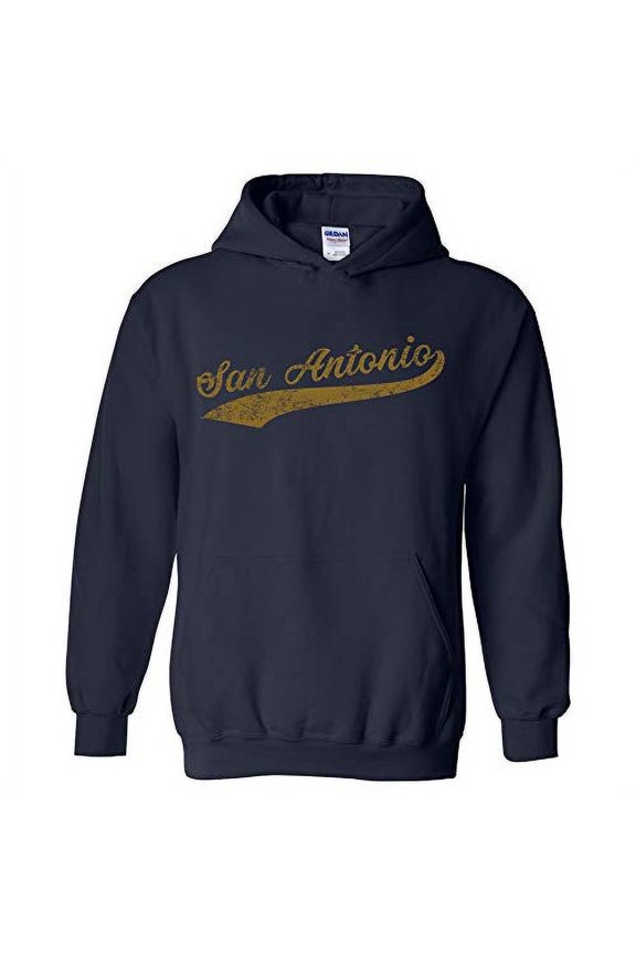 San Antonio Baseball Script - Hometown Pride, Pitcher Hoodie - Large - Navy