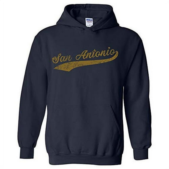San Antonio Baseball Script - Hometown Pride, Pitcher Hoodie - Medium - Navy