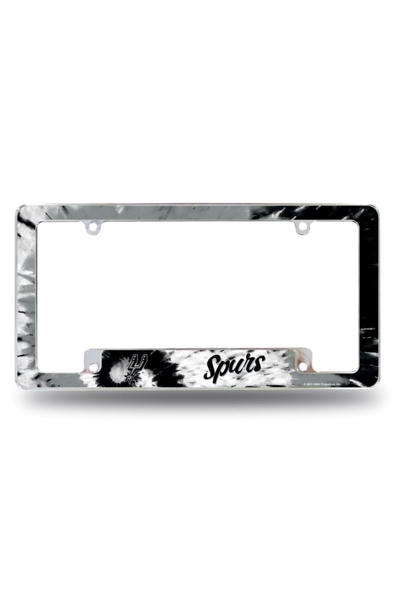 San Antonio Basketball Spurs Chrome Metal License Plate Frame Features Tie Dye Design