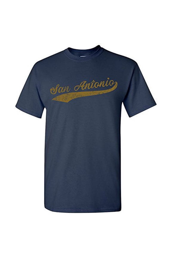 San Antonio City Baseball Script Basic Cotton T-Shirt - 2X-Large - Navy