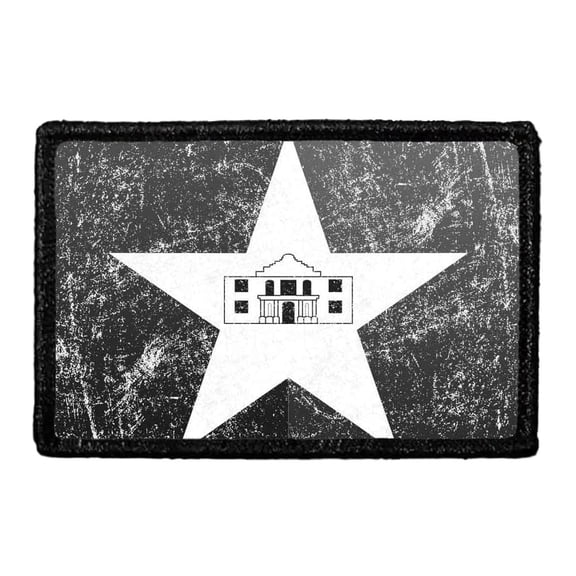 San Antonio City Flag - Black and White - Distressed - Removable Patch