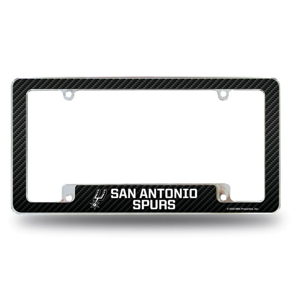 San Antonio Basketball Spur's Chrome Metal License Plate Frame with Carbon Fiber Design