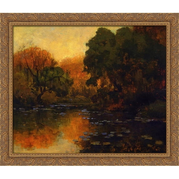 San Antonio River 34x28 Large Gold Ornate Wood Framed Canvas Art by Robert Julian Onderdonk