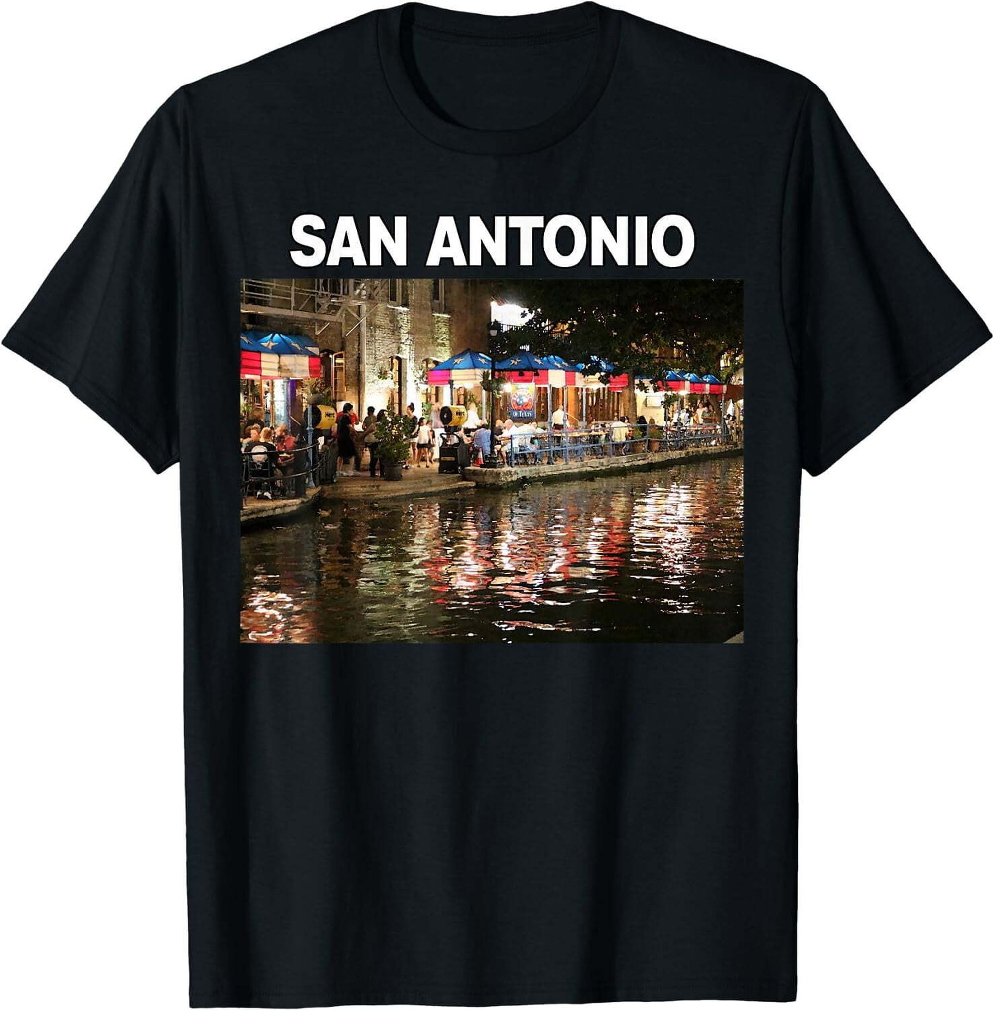 San Antonio RiverWalk Nightlife TShirt Plus Size, Black, 3XL