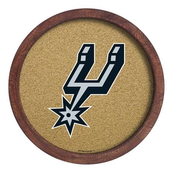 San Antonio Spurs 20.25'' Round Faux Barrel Framed Cork Board