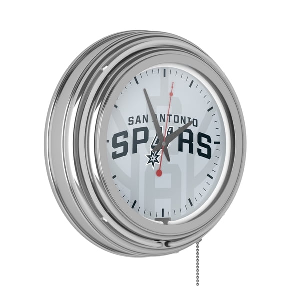 San Antonio Spurs Fade Retro Neon Analog Wall Clock with Pull Chain