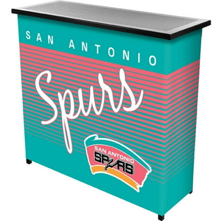 San Antonio Spurs NBA Hardwood Classics Portable Bar, Pop-Up Drink Station Patio, Garage or Man Cave Accessories - Teal, Pink, White, Silver