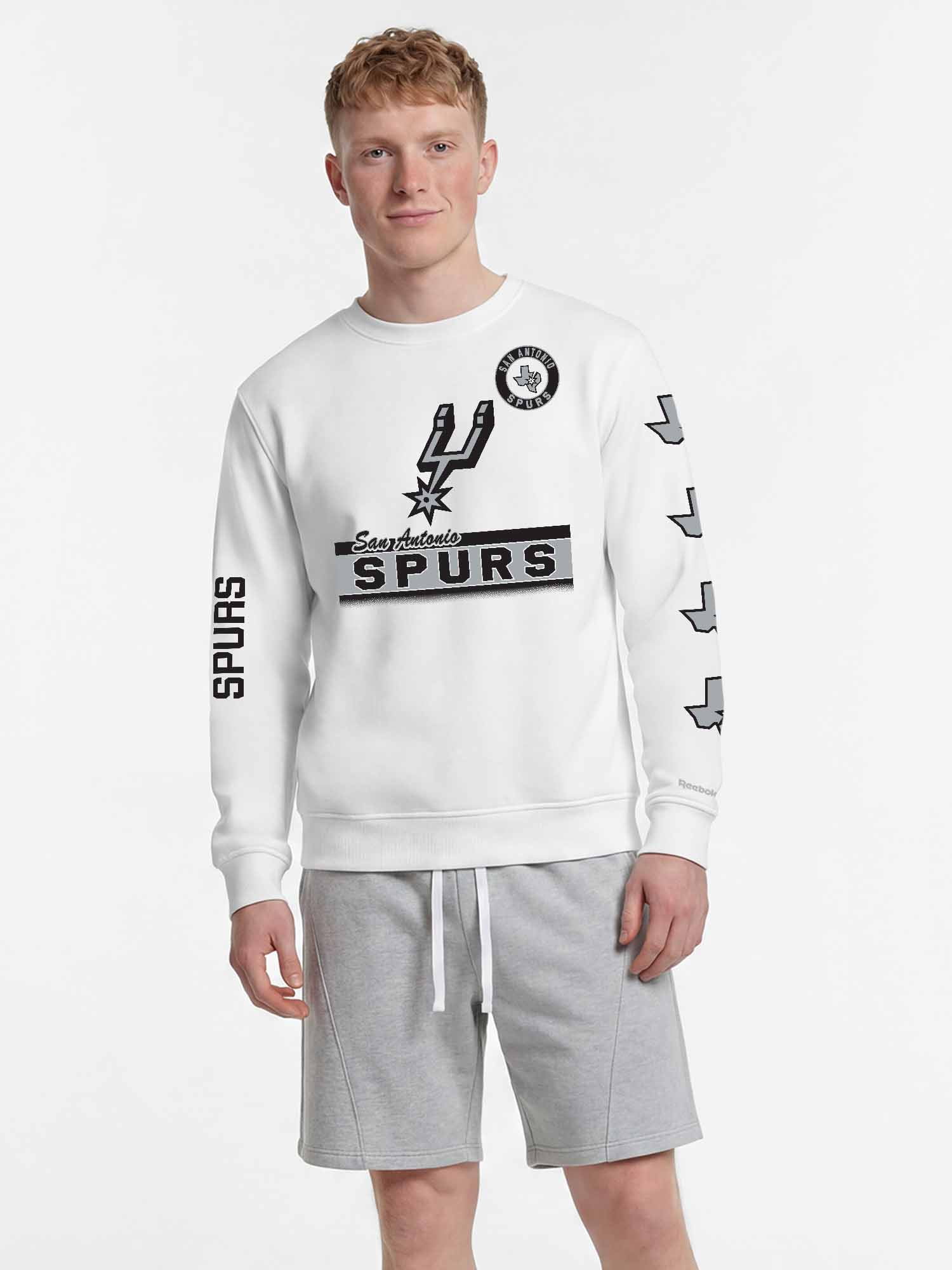 San Antonio Spurs Reebok Mens White Crew Sweatshirt
