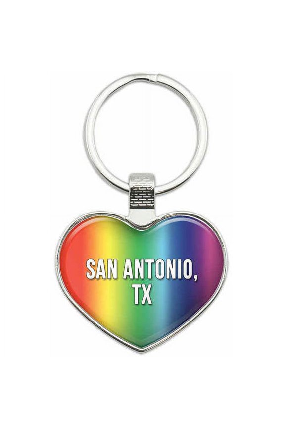 San Antonio TX - City State Metal Heart Keychain Key Chain Ring, Multiple Colors Available