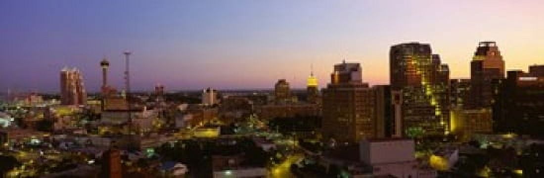 San Antonio Texas Buildings at Dusk Canvas Art - Panoramic Images (37 x 12)