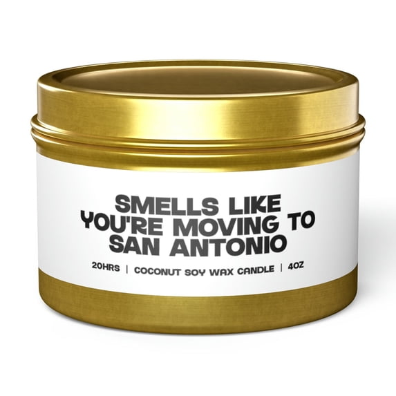 San Antonio Texas Moving Away Friend Tin Candle Gift Decor Vanilla Coffee