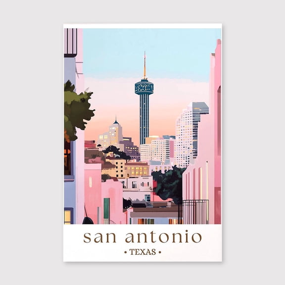 San Antonio Texas Skyline Travel Canvas, River City Wall Art, Urban Landscape Print, Southern City Decor