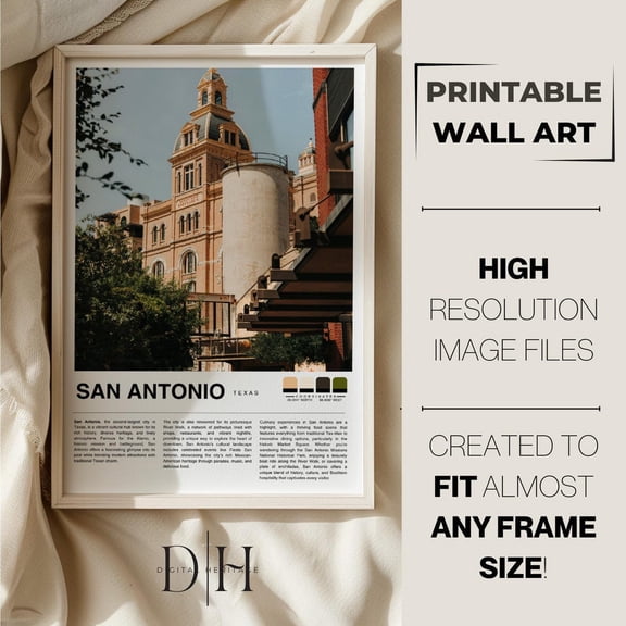 San Antonio Travel Photo Poster: Texas Wall Art, Stretched Canvas Size 12x18