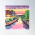 thumbnail image 1 of San Antonio, Tx – Sunset On The River Walk Poster Wall Art, Modern Wall Decor For Living Room Bedroom, 30x30 UNFRAMED, 1 of 1