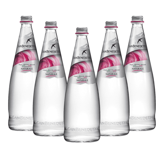 San Benedetto Italian Still Water, 500ml Glass Bottles, Pure Glacier-Sourced Water, Pack of 5